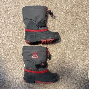 Kamik Kids' Charcoal and Crimson Snow Boots